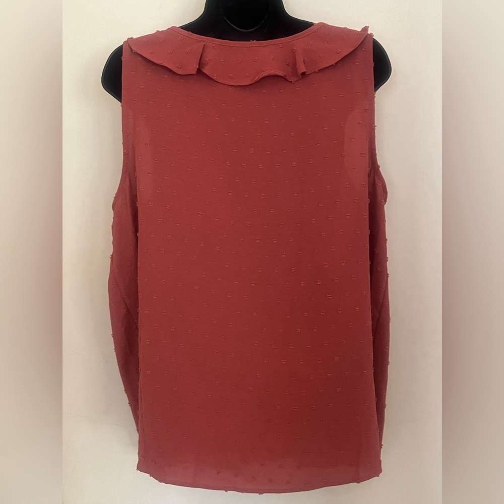 Women's Ruffled Sleeveless Top - Rust - Picture 3 of 3